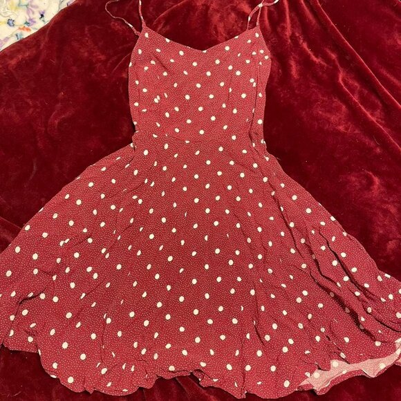 Old Navy Red White Polka Dot Mini Dress, M - Picture 3 of 11